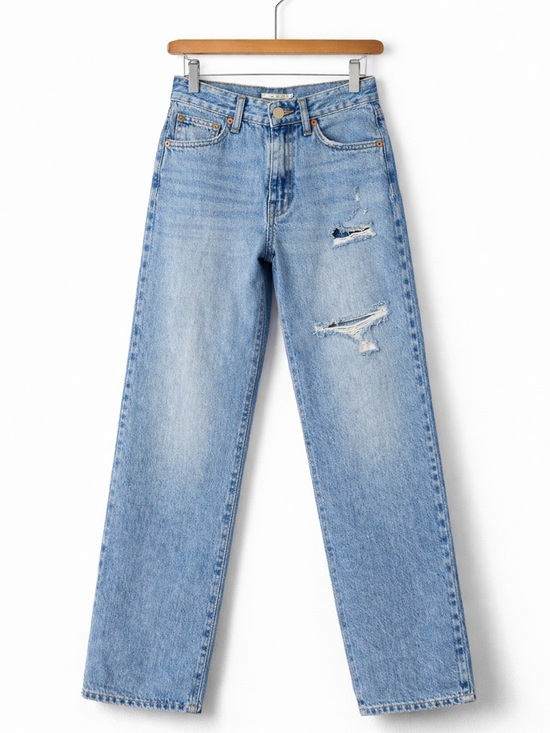 Levi's Denim - Levi’s Baggy Dad Jeans Light Wash Distressed W24 L30 High Rise Straight Leg